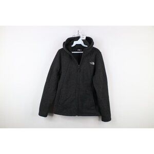 The North Face Womens Medium Spell Out Crescent Full Zip Fleece Sweater Hoodie